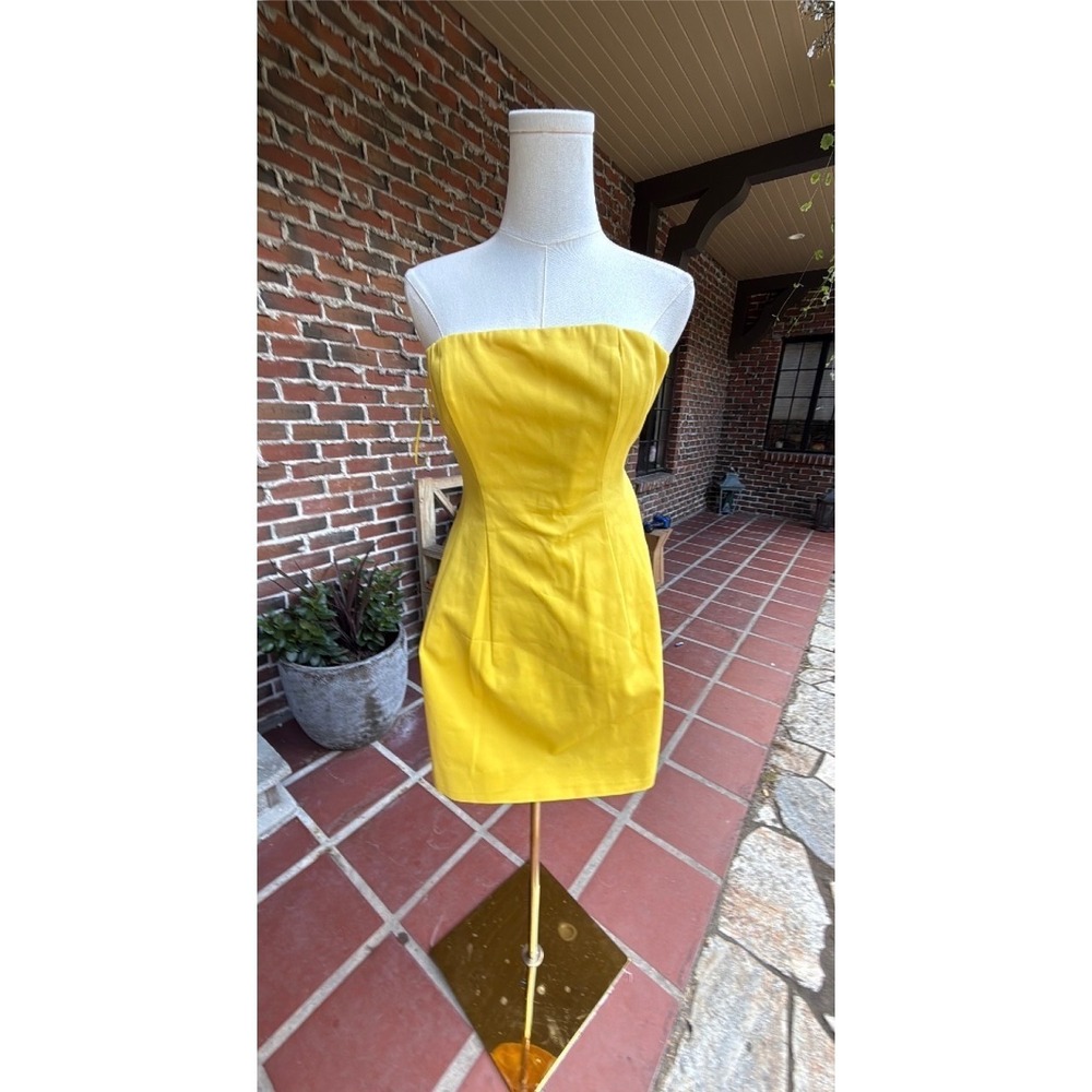 NWT $445 Simkhai Sunny Strapless Mini Dress Yellow Size 0